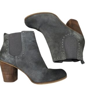 Bp gray leather suede studded booties